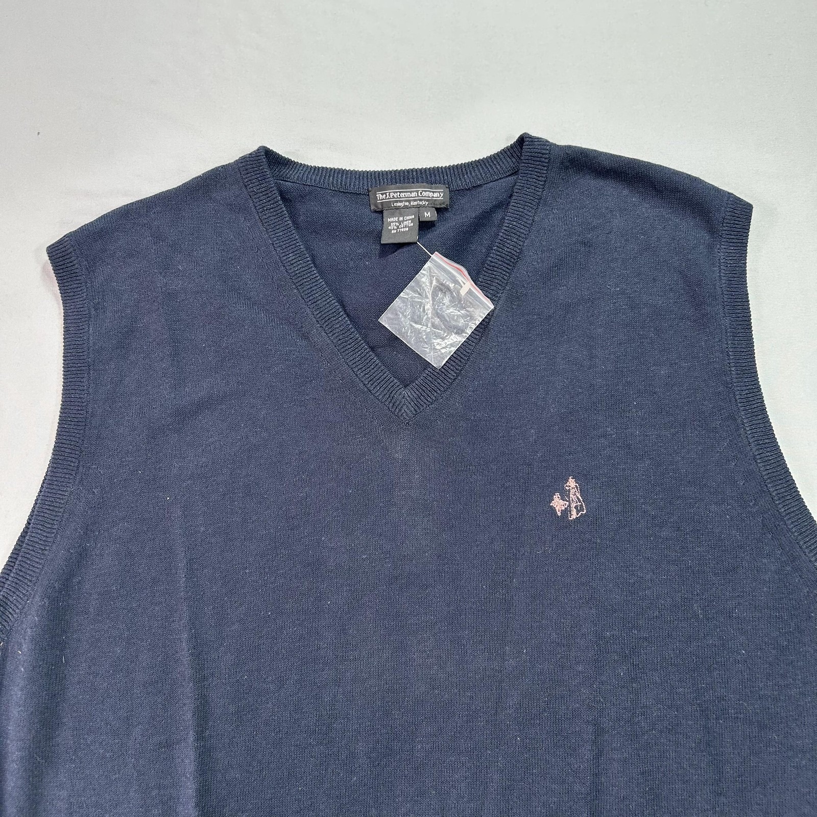 New J Peterman Sweater Vest Mens Medium V Neck Linen Cotton Classic Pullover — image 3 of 8
